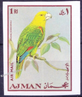 Ajman 1969 MNH Imperf, Birds, Yellow-crowned Amazon, Parrots - Perroquets & Tropicaux