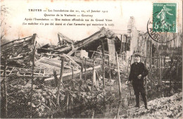 CPA 10 Troyes - Les Inondations De Janvier 1910. Quartier De La Vacherie - Gournay. Maison Effondrée Rue Du Grand Véon - Floods