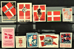 Denmark, COLLECTION Poster Stamp Mærke Cinderella Vignette, DANNEBROG DANSK (16) - Plaatfouten En Curiosa
