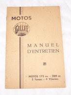 ANCIEN MANUEL D'ENTRETIEN MOTO 175 Cc, 200 Cc 2 TEMPS 4 VITESSES, MOTOS GILLET HERSTAL, MOTOCYCLETTE - Moto