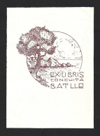 Ex-libris Of Conchita Batllo. Tree. Rossell Drawing 1947. Exlibris Von Conchita Batllo. Baum. Rossell-Zeichnung 1947. - Bookplates