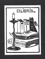 Ex-libris By A.S.Nooster. Books. Candlestick. Cliche From 1936. Drawing By H. Raap. Exlibris Von A.S.Nooster. Bücher. Le - Bookplates