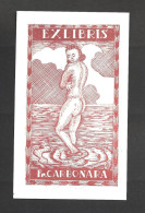 Ex-libris Of F. Carbonara. Naked Woman. Sea. Drawing Th. Broekstra 1948. Exlibris Von F. Carbonara. Nackte Frau. Meer. Z - Bookplates