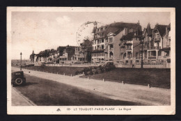 (RECTO / VERSO) LE TOUQUET PARIS PLAGE EN 1934 - N° 281 - LA DIGUE - CPA - Le Touquet