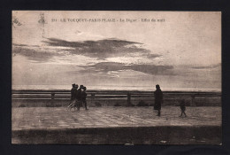 (RECTO / VERSO) LE TOUQUET PARIS PLAGE EN 1929 - N° 211 - LA DIGUE AVEC PERSONNAGES - EFFET DE NUIT - CPA - Le Touquet