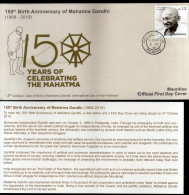 Mauritius 2019 150th Birth Anniversary Of Mahatma Gandhi, FDC Cover + Brochure (**) RARE - Maurice (1968-...)