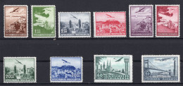 1937 AND 1940. KINGDOM OF YUGOSLAVIA,LANDSCAPES AND CITIES,10 AIRMAIL STAMPS,MNH - Poste Aérienne