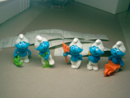 1997 Ferrero - Kinder Surprise - K97 64, 65, 66, 67 & 68 Smurfs Gardening - Complete Set + 5 BPZ's - Monoblocs