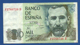 SPAIN - P.158 – 1000 PESETAS 1979 F/VF, S/n F2760720D - [ 4] 1975-… : Juan Carlos I