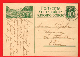 ABB-25 Ganzsache Entier Postal Helvetia 10 Ct Lukmanier  Cachet Clarens 1927 Vers Sion - Entiers Postaux