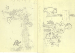 Winnie The Pooh Trampoline 2x Rare Sketch Storyboard Postcard S - Münzen (Abb.)