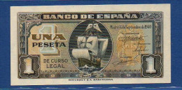 SPAIN - P.122 – 1 PESETA 1940 UNC, S/n G6672319 - 1-2 Peseten