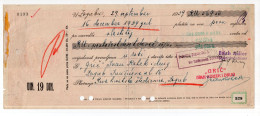 1939. YUGOSLAVIA,CROATIA,ZAGREB,CHEQUE,BILL OF EXCHANGE,GRIČ,GERMANY DRESDNER BANK,19 DIN REVENUE IMPRINTED STAMP - Cheques & Traveler's Cheques