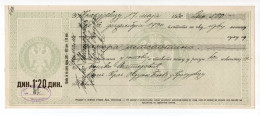 1930. KINGDOM OF SHS,SERBIA,KRAGUJEVAC,CHEQUE,BILL OF EXCHANGE,1.20 DIN REVENUE IMPRINTED STAMP,USED - Chèques & Chèques De Voyage