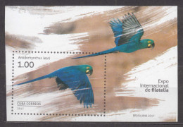 Cuba 2017 Birds Parrot Block, Mint Never Hinged - Unused Stamps