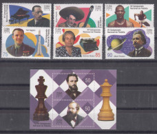 Cuba 2019 Famous Persons, Mint Never Hinged Complete Set + Block - Unused Stamps