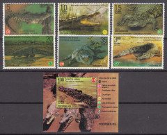 Cuba 2020 Crocodiles Mint Never Hinged Complete Set + Block - Nuevos