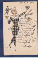 CPA Jeu De Cartes Carte à Jouer Circulé Femme Woman Art Nouveau érotisme - Cartes à Jouer