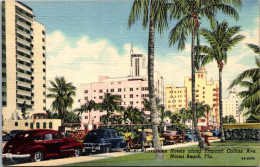 Florida Miami Beach Hotels Along Collins Avenue Curteich - Miami Beach