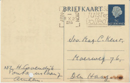 The Netherlands Postal Stationery Queen Juliana 7c - Postmark Adresseer Juist En Volledig 1956 Sent From Arnhem - Maschinenstempel (EMA)