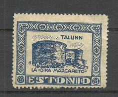 ESTONIA Estland 1930ies ESPERANTO Vignette Poster Stamp Dicke Margaretha Canon Tower NB! Faults! Tears! - Esperanto