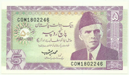 Pakistan - 5 Rupees - 1997 - Pick 44 - Unc. ( 1947 - 1997 Golden Jubilee Of Independence ) Commemorative Issue - Pakistan