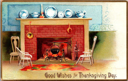 Thanksgiving Good Wishes With Foreplace Scene Clapsaddle  - Thanksgiving