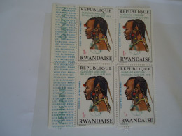 RWANDA  MNH   STAMPS   BLOCK OF 4  WOMENS COIFFES - Other & Unclassified