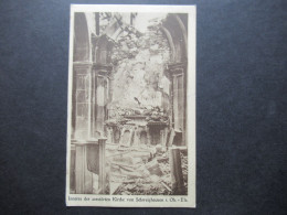 Delcampe - DR 1.WK AK 1918 Kriegs Erinnerungskarte Inneres Der Zerstörten Kirche Von Schweighausen I. Ober Elsass - Weltkrieg 1914-18
