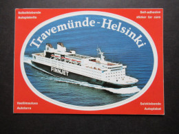 AK 1979 Fähre Travemünde Helsinki Selbstklebende Autoplakette / Aufkleber Frankiert Mit Finnland H-Blatt 10 - Ferries