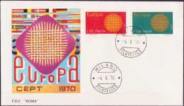 Europa CEPT 1970 Italie - Italy - Italien FDC2 Y&T N°1047 à 1048 - Michel N°1309 à 1310 - 1970