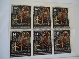 RWANDA  MNH   STAMPS     ANNIVERSARIES  BLOCK OF 6 UNION MALAGASE - Other & Unclassified