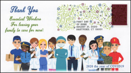 USA 2020 COVID-19, Coronavirus, Doctor,Nurse, Police, Army,Fire Fighter, Delivery Man,Mask "Thank You" Event Cover (**) - Storia Postale