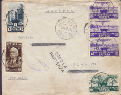 Italian Eastern Africa ADDIS ABEBA Mult. Franked 1936 Cover Brief Lettera WIEN Austria Line Cds. 'DOPO LA PARTENZA' - Italian Eastern Africa
