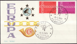 Europa CEPT 1971 Italie - Italy - Italien FDC8 Y&T N°1072 à 1073 - Michel N°1335 à 1336 - 1971