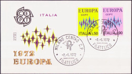 Europa CEPT 1972 Italie - Italy - Italien FDC8 Y&T N°1099 à 1100 - Michel N°1364 à 1365 - 1972