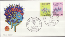 Europa CEPT 1972 Italie - Italy - Italien FDC9 Y&T N°1099 à 1100 - Michel N°1364 à 1365 - 1972