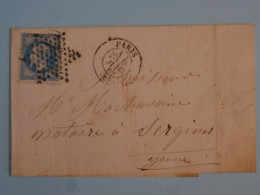 BT7  FRANCE BELLE LETTRE 1868   ETOILE DE  PARIS  A SERGINES ++ NAPOLEON N° 29 + AFF. INTERESSANT++ - 1863-1870 Napoléon III Lauré