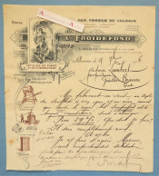 ● Libourne 1916 - Lettre L. FROIDEFOND Aux Forges De Vulcain Belle Illustration à Mme Lambert à Génissac Branne Gironde - Cheques & Traveler's Cheques