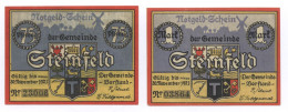 Notgeld Gemeinde Steinfeld 1921 75 Pf + 1 Mark - Collezioni
