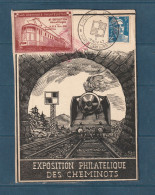 France - Carte Maximum - Exposition Philatélique Des Cheminots Avec Vignette Concordante - 1947 - Esposizioni Filateliche