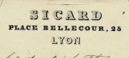 1861  ENTETE MEUBLES MEUBLE  EBENISTERIE TAPISSERIE Sicard Lyon Pour Comtesse De La Flèchére V.SCANS - 1800 – 1899