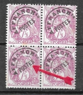 Variété Du Préoblitéré N° 42 Oblitérés, Bloc De 4 Dont Un Timbre à Le P De Poste Plus Court - Used Stamps