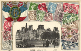 PC STAMPS, PARIS, HOTEL DE VILLE, Vintage EMBOSSED Postcard (b47903) - Poste & Facteurs