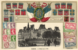 PC STAMPS, PARIS, HOTEL DE VILLE, Vintage EMBOSSED Postcard (b47904) - Poste & Facteurs