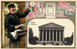 PC STAMPS, PARIS LE MADELEINE, Vintage EMBOSSED Postcard (b47912) - Poste & Facteurs