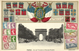 PC STAMPS, PARIS, ARC DE TRIOMPHE, Vintage EMBOSSED Postcard (b47930) - Poste & Facteurs