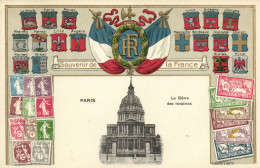 PC STAMPS, PARIS, LE DOME DES INVALIDES, Vintage EMBOSSED Postcard (b47933) - Poste & Facteurs