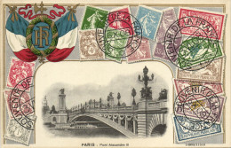 PC STAMPS, PARIS, PONT ALEXANDRE III, Vintage EMBOSSED Postcard (b47935) - Poste & Facteurs