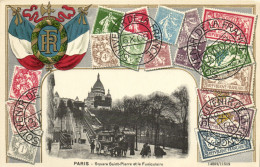 PC STAMPS, PARIS, SQUARE SAINT PIERRE, Vintage EMBOSSED Postcard (b47937) - Poste & Facteurs